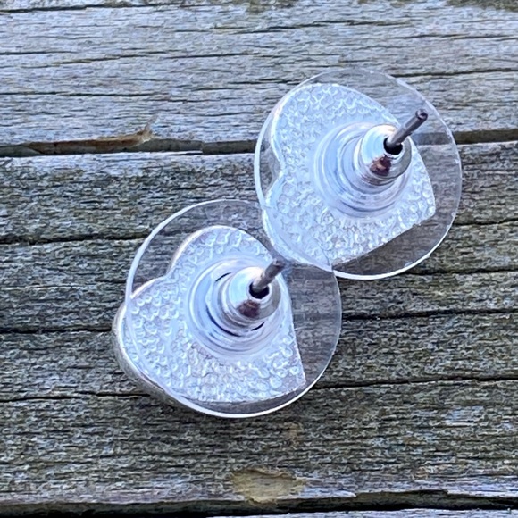 Orange red heart earrings silver tone with enamel fashion earrings - Picture 4 of 4